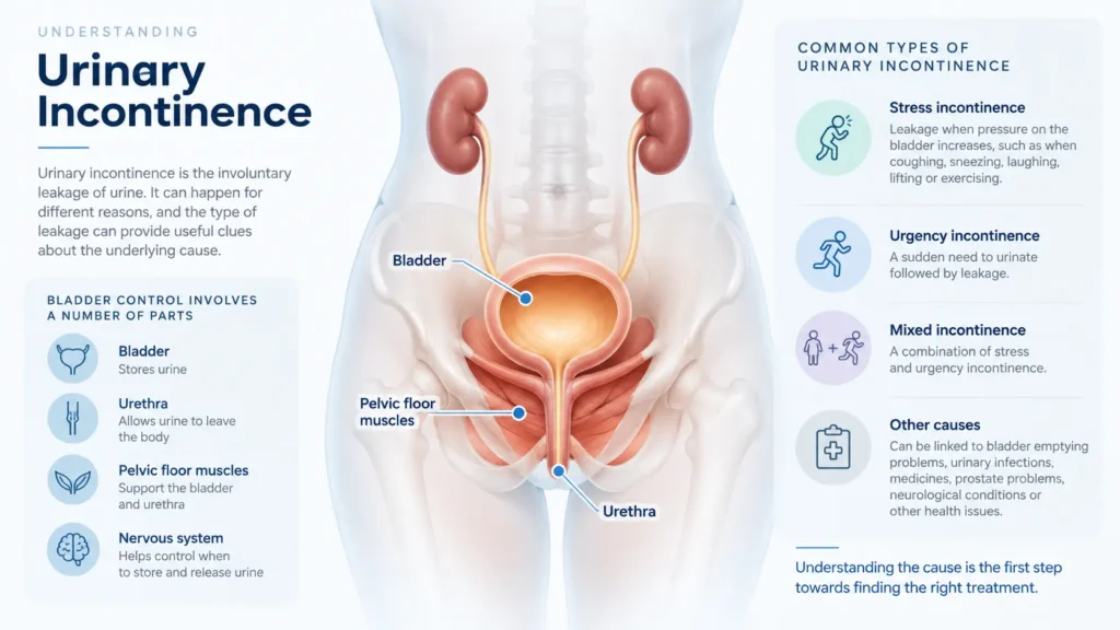 incontinence direct Coventry infographic on urinary incontinence symptoms reasons and treatment options