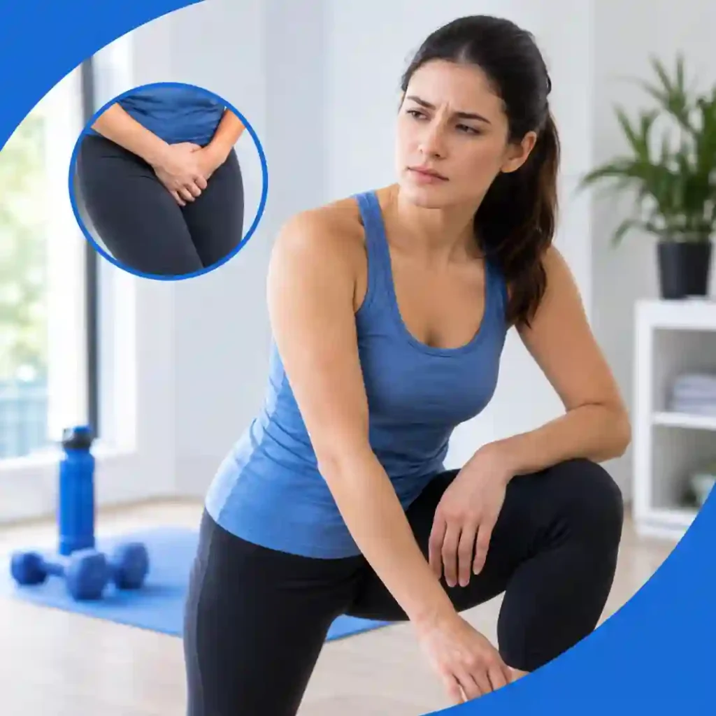 Pelvic-floor exercise Coventry guidance for urinary leakage, focusing on correct muscle technique, relaxed breathing, muscle relaxation and seeking professional advice if symptoms worsen.